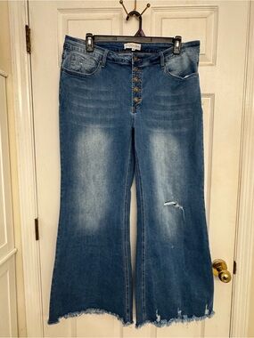 Chic Soul Wide Leg Button-Fly Blue Jeans for Women NWOT